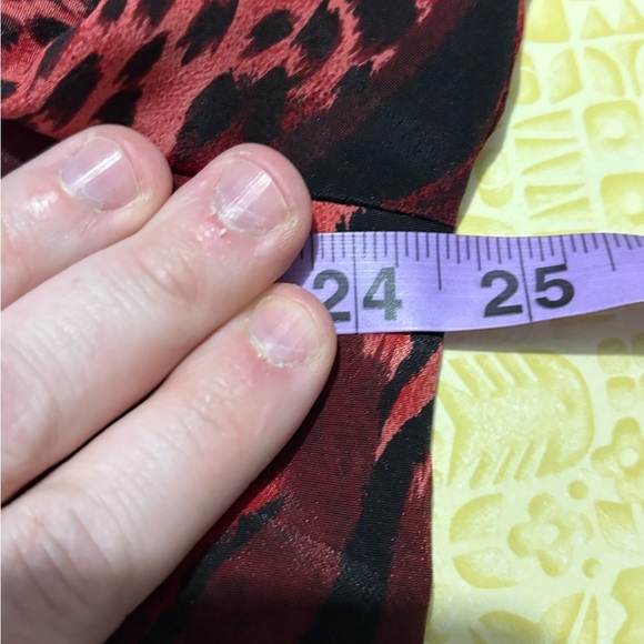 Vintage Animal Print Red and Black Ruffled Bell Sleeve Blouse - Picture 10 of 12